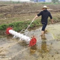 全新手拉式水稻直播機 8-10行水稻點(diǎn)播機 水田玉米小麥播種機